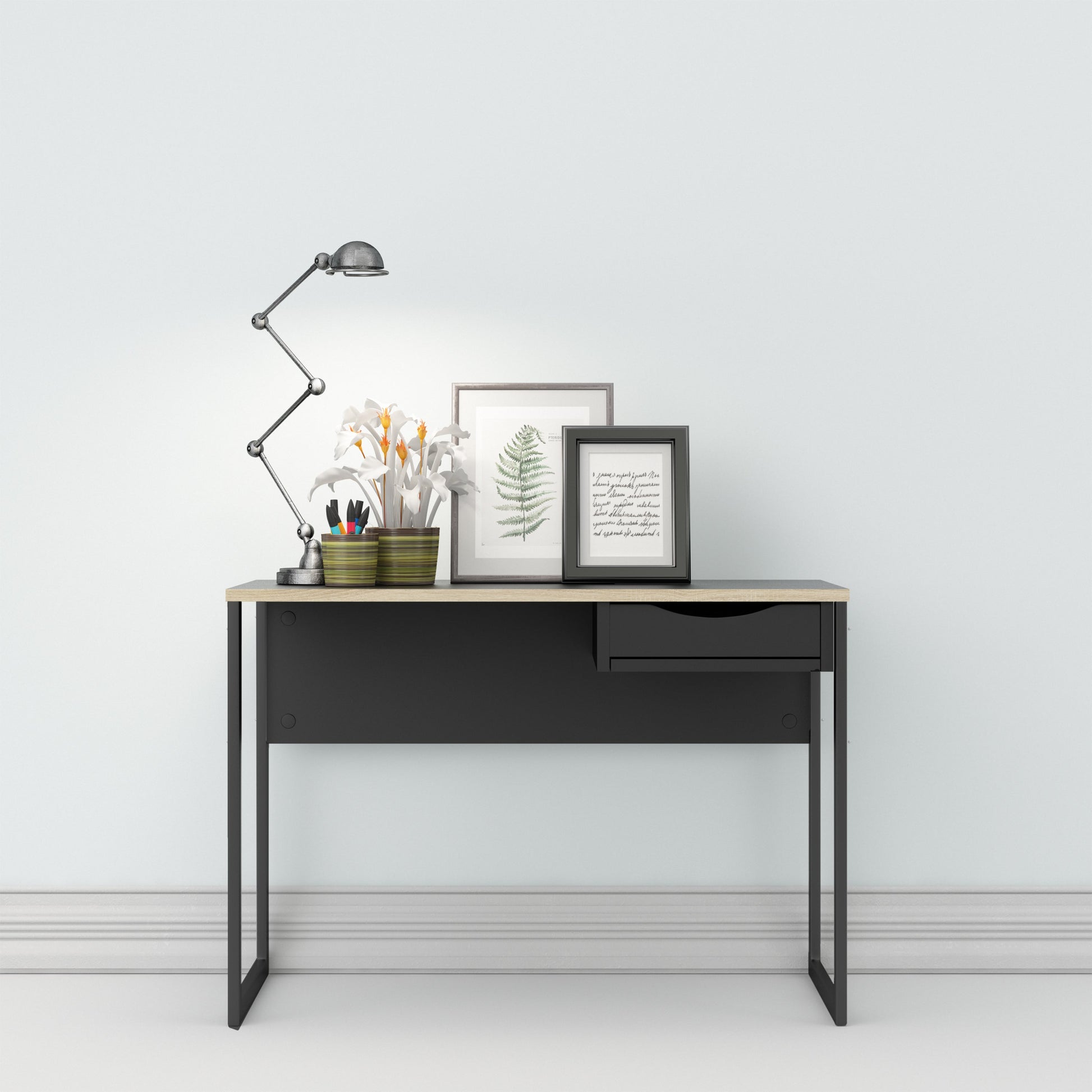 Cote | Furniture Function Plus Desk, 1 Drawer - Black & Oak Trim Function Plus, Office Desks 71970513gmgm60