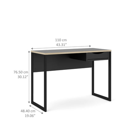 Cote | Furniture Function Plus Desk, 1 Drawer - Black & Oak Trim Function Plus, Office Desks 71970513gmgm60