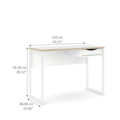 Cote | Furniture Function Plus Desk, 1 Drawer - White & Oak Trim Function Plus, Office Desks 71970513gogo49