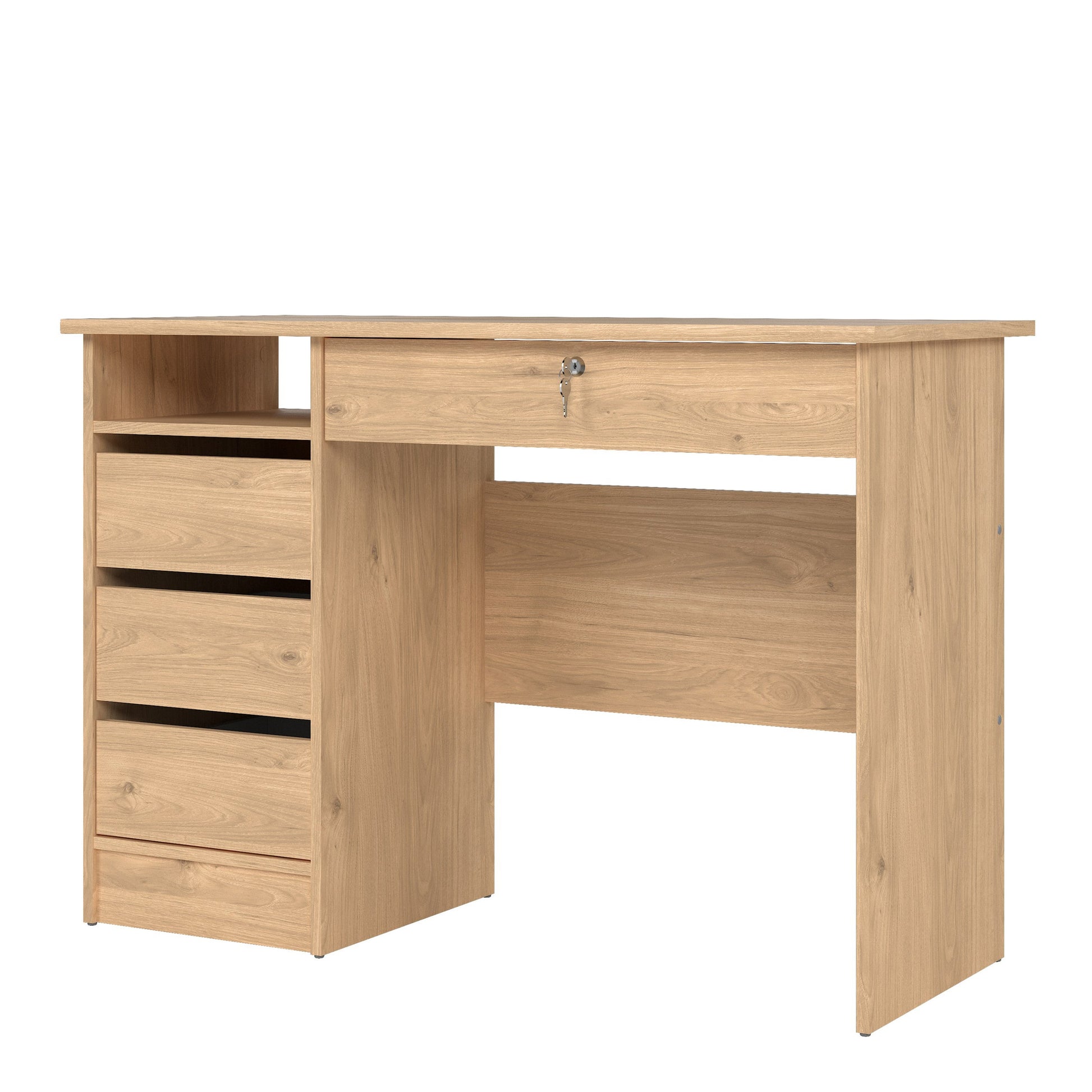 Cote | Furniture Function Plus Desk, (3+1) Handle Free Drawer - White & Oak Function Plus, Office Desks 71970519hlhl