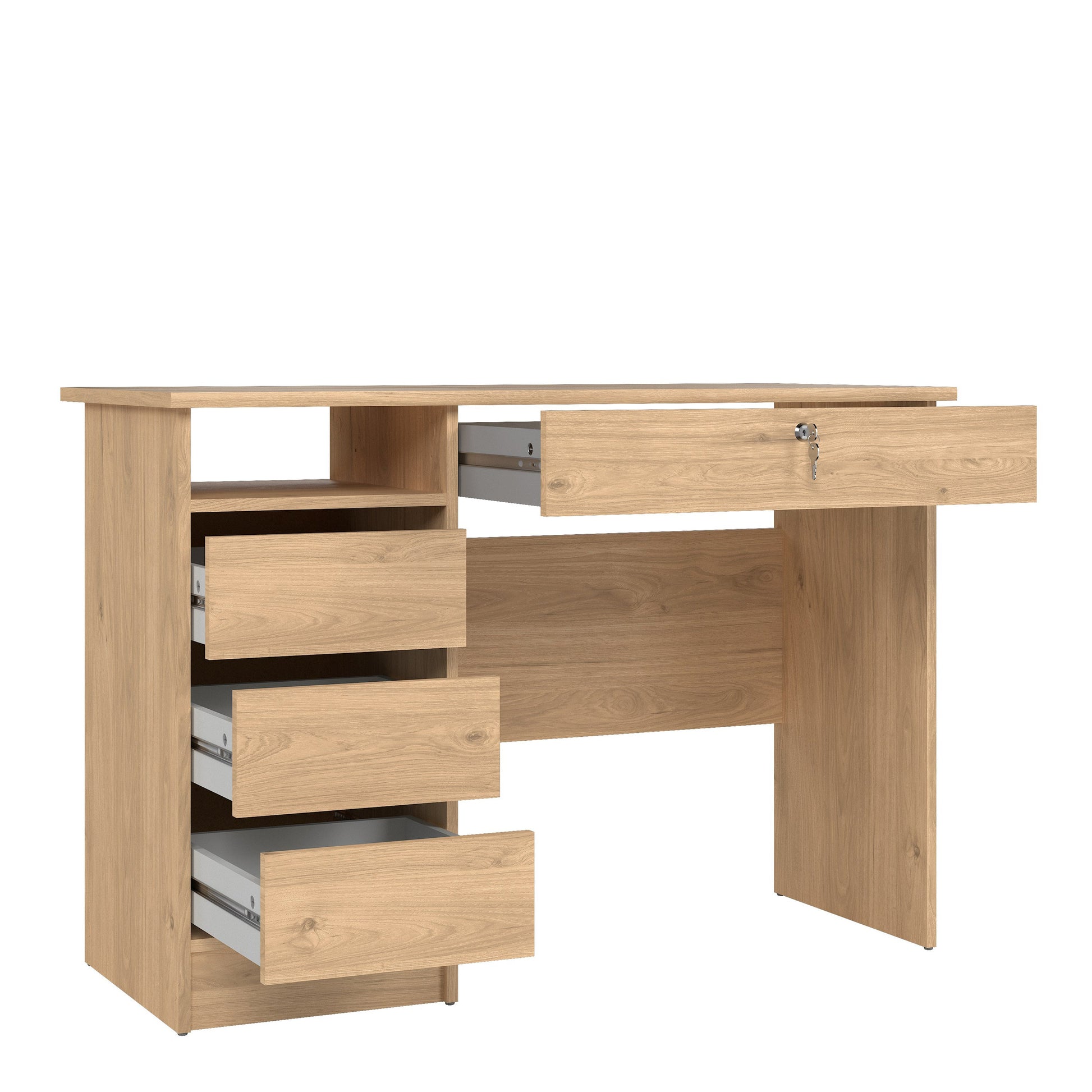 Cote | Furniture Function Plus Desk, (3+1) Handle Free Drawer - White & Oak Function Plus, Office Desks 71970519hlhl