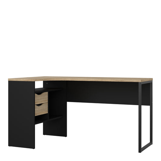 Cote | Furniture Function Plus Desk, Corner 2 Drawer -Black & Oak Function Plus, Office Desks 71980118gmak