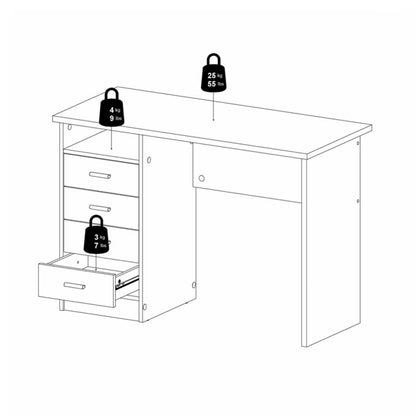 Cote | Furniture Function Plus Desk, 4 Drawer -Oak Function Plus, Office Desks 71980146ak