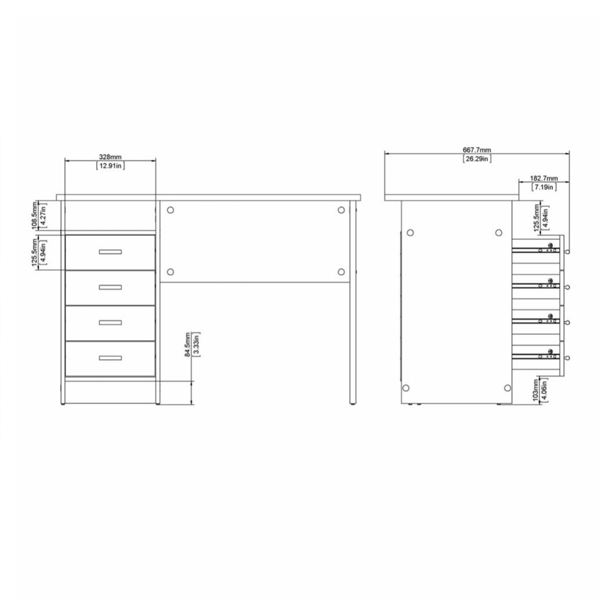 Cote | Furniture Function Plus Desk, 4 Drawer -Oak Function Plus, Office Desks 71980146ak