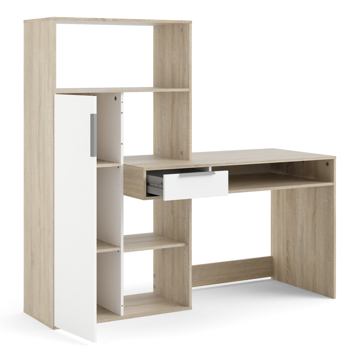 Cote | Furniture Function Plus Desk, Multi-Functional, Drawer + 1  White Door - Oak Function Plus, Office Desks 71980173ak49