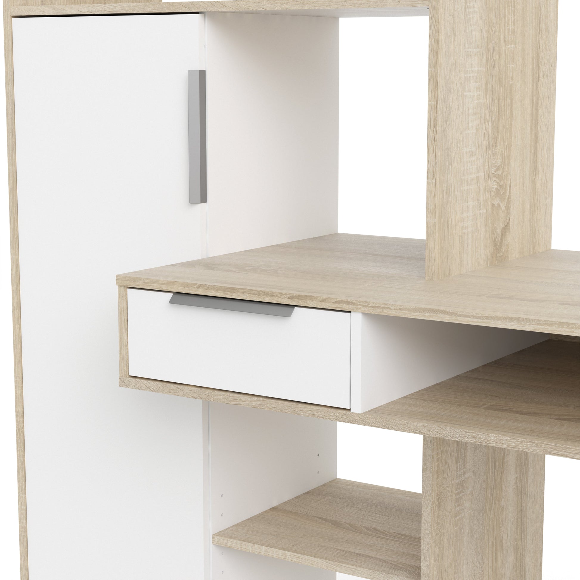 Cote | Furniture Function Plus Desk, Multi-Functional, Drawer + 1  White Door - Oak Function Plus, Office Desks 71980173ak49