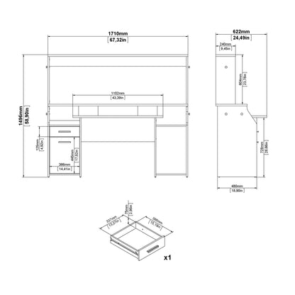 Cote | Furniture Function Plus, Gaming Desk, 1 Door + 1 Drawer - Black Function Plus, Gaming Furniture 71980368igig