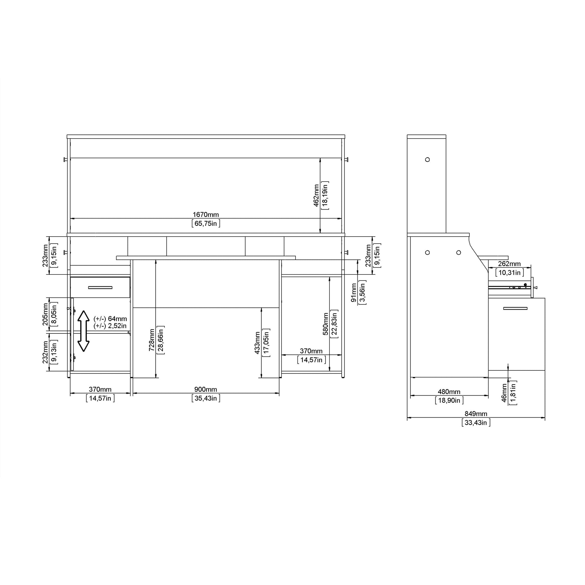 Cote | Furniture Function Plus, Gaming Desk, 1 Door + 1 Drawer - Black Function Plus, Gaming Furniture 71980368igig