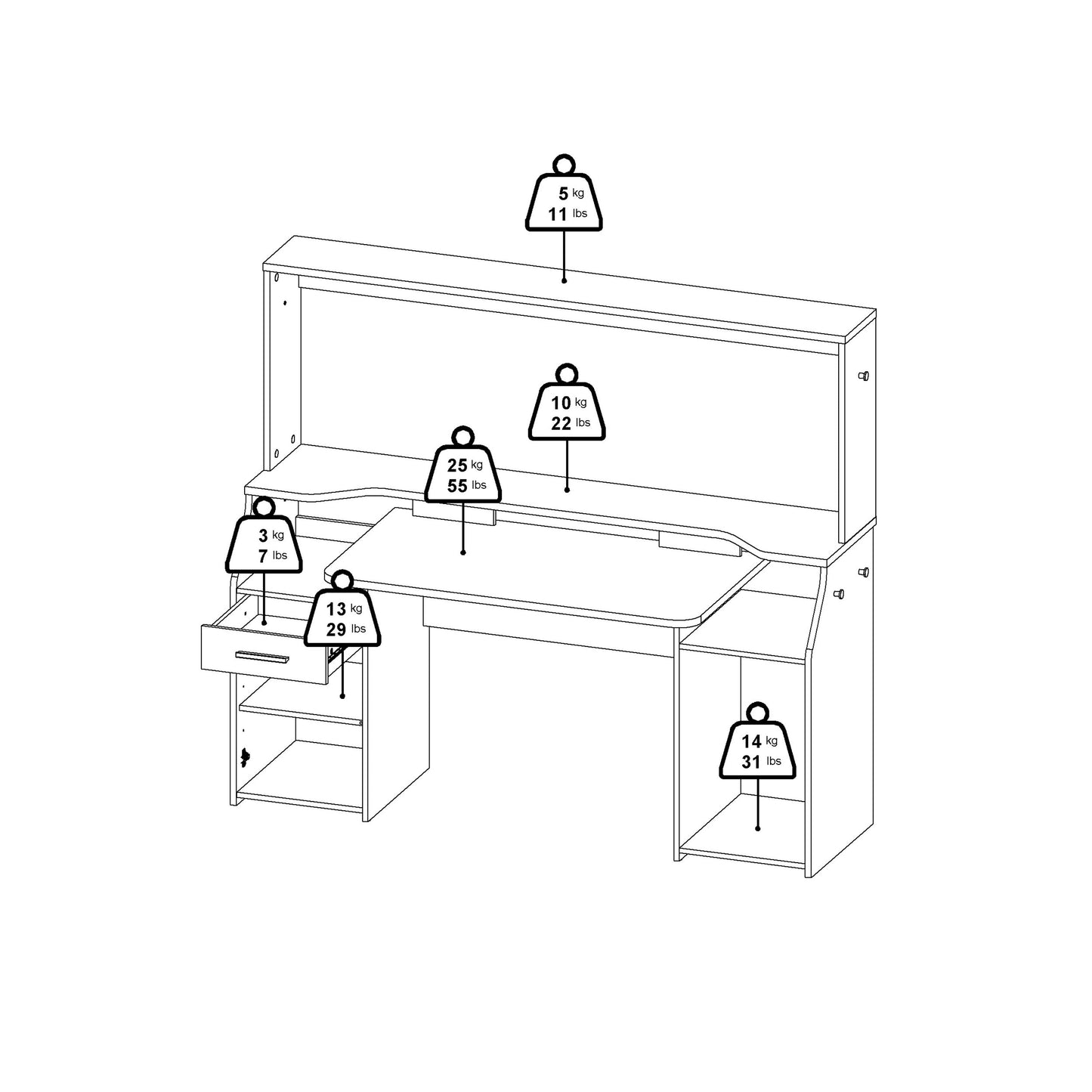 Cote | Furniture Function Plus, Gaming Desk, 1 Door + 1 Drawer - Black Function Plus, Gaming Furniture 71980368igig