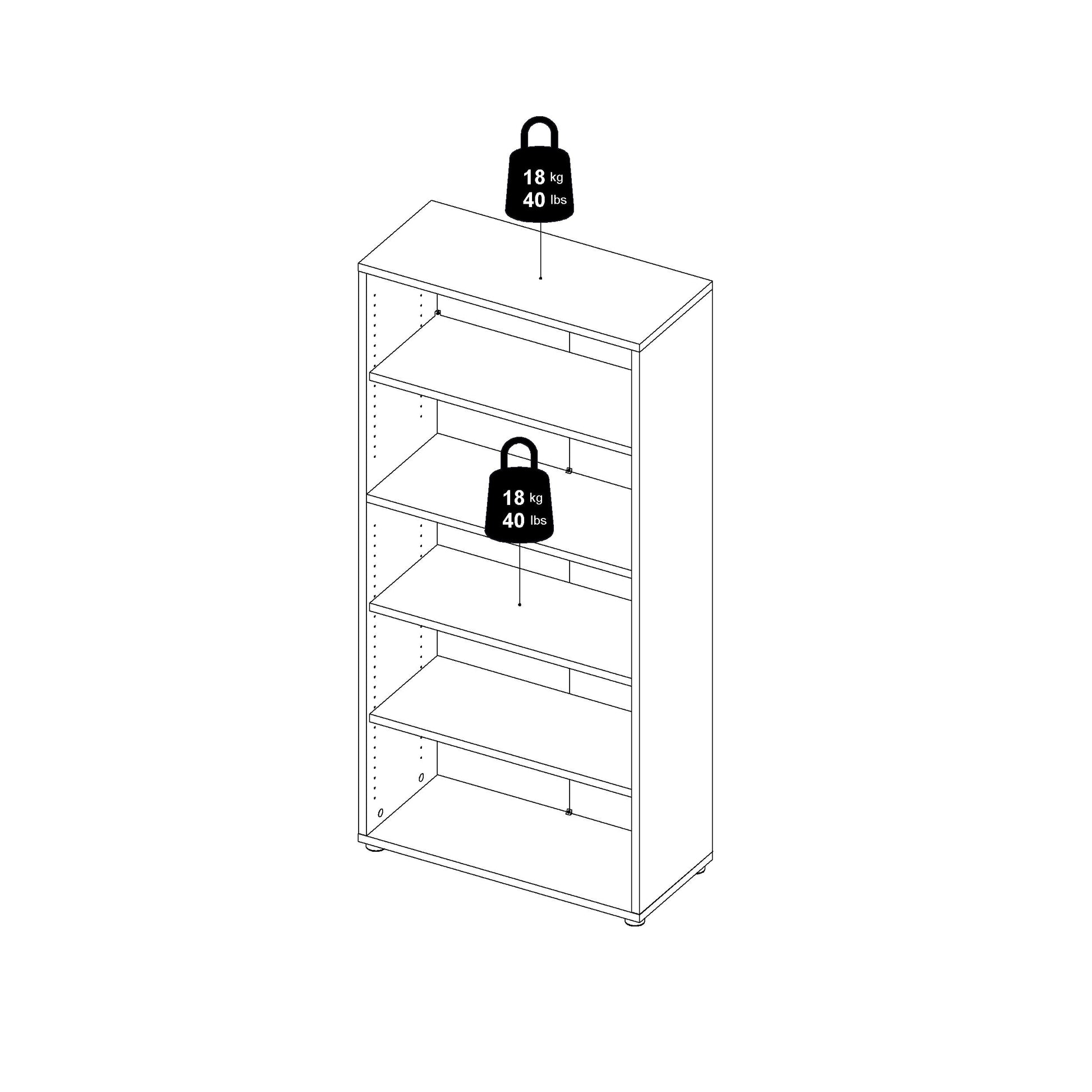 Cote | Furniture Prima Bookcase 2 Shelves, 2 Drawers + 2 Doors - White Prima, Bookcases 720804202549