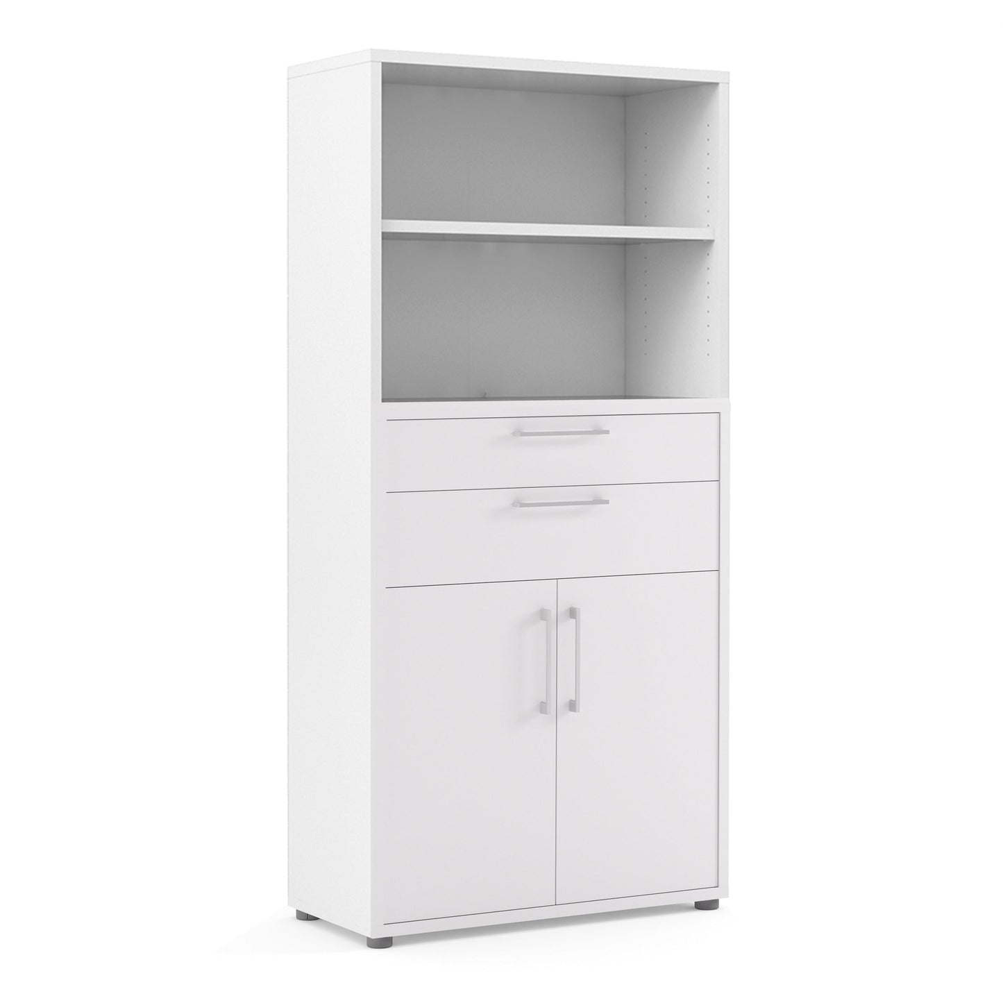 Cote | Furniture Prima Bookcase 2 Shelves, 2 Drawers + 2 Doors - White Prima, Bookcases 720804202549