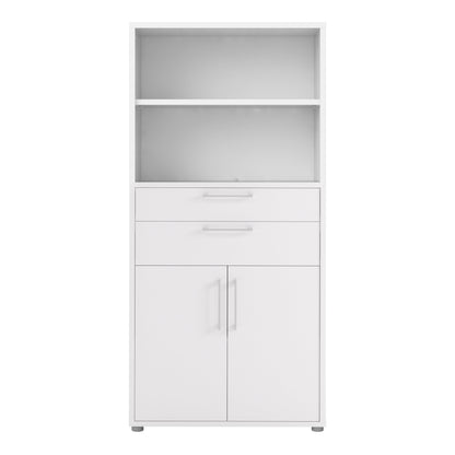 Cote | Furniture Prima Bookcase 2 Shelves, 2 Drawers + 2 Doors - White Prima, Bookcases 720804202549