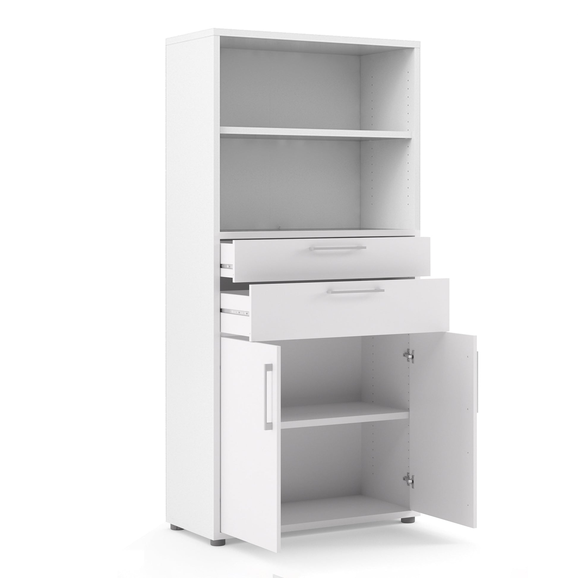 Cote | Furniture Prima Bookcase 2 Shelves, 2 Drawers + 2 Doors - White Prima, Bookcases 720804202549