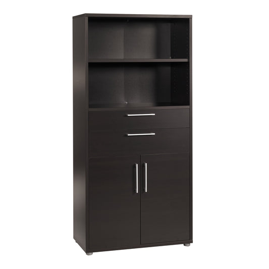 Cote | Furniture Prima Bookcase 3 Shelves, 2 Drawers + 2 Doors - Black Prima, Bookcases 720804202561