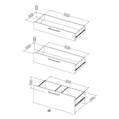 Cote | Furniture Prima Bookcase, 1 Shelf, 2 Drawers + 2 File Drawers - Oak Prima, Bookcases 7208042026ak