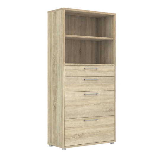 Cote | Furniture Prima Bookcase, 1 Shelf, 2 Drawers + 2 File Drawers - Oak Prima, Bookcases 7208042026ak