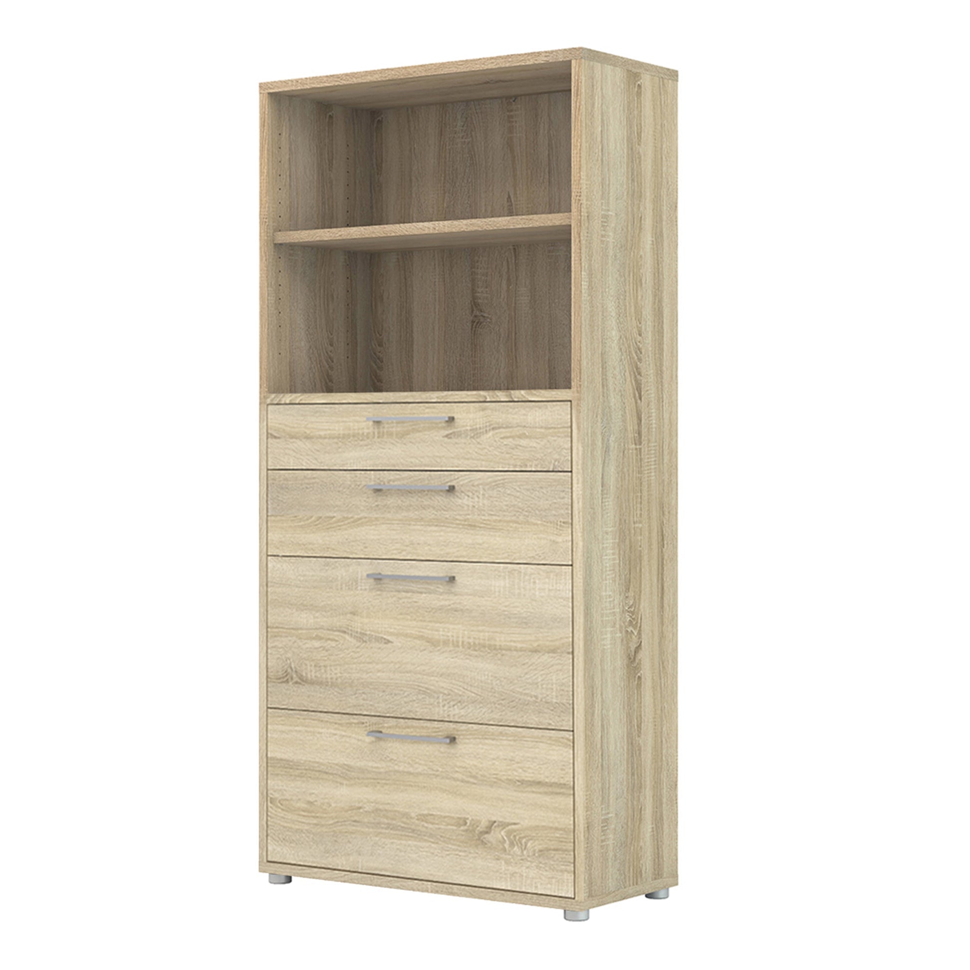 Cote | Furniture Prima Bookcase, 1 Shelf, 2 Drawers + 2 File Drawers - Oak Prima, Bookcases 7208042026ak