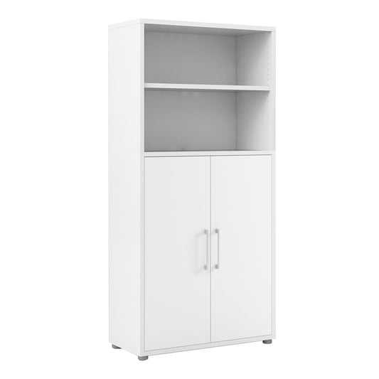 Cote | Furniture Prima Bookcase 3 Shelves, 2 Doors - White Prima, Bookcases 720804203149