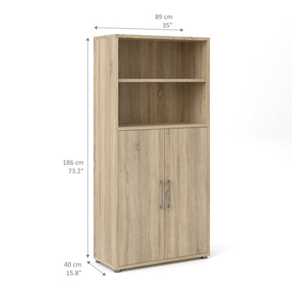 Cote | Furniture Prima Bookcase, 3 Shelves, 2 Doors - Oak Prima, Bookcases 7208042031ak