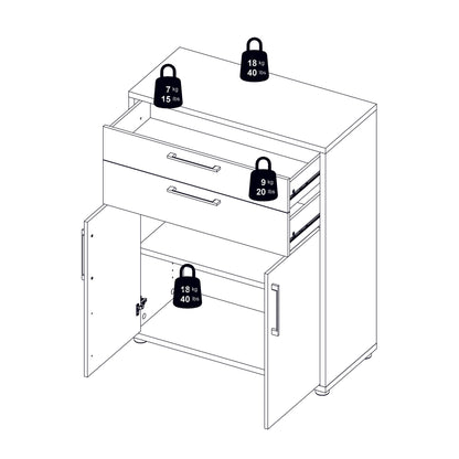 Cote | Furniture Prima Bookcase 3 Shelves, 2 Drawers + 2 Doors - White Prima, Bookcases 720804212549