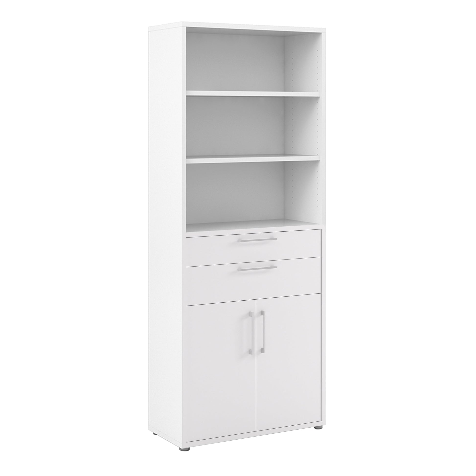 Cote | Furniture Prima Bookcase 3 Shelves, 2 Drawers + 2 Doors - White Prima, Bookcases 720804212549