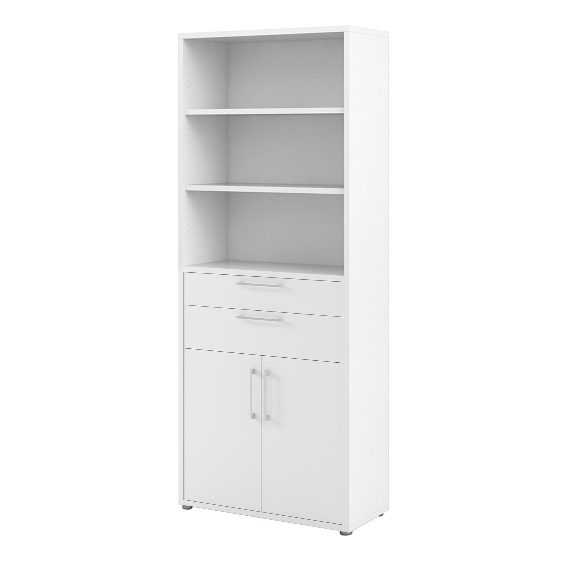 Cote | Furniture Prima Bookcase 3 Shelves, 2 Drawers + 2 Doors - White Prima, Bookcases 720804212549