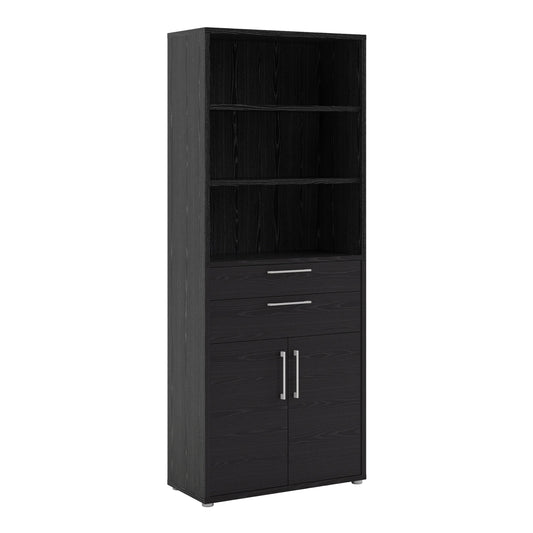 Cote | Furniture Prima Bookcase 2 Shelves, 2 Drawers + 2 Doors - Black Prima, Bookcases 720804212561