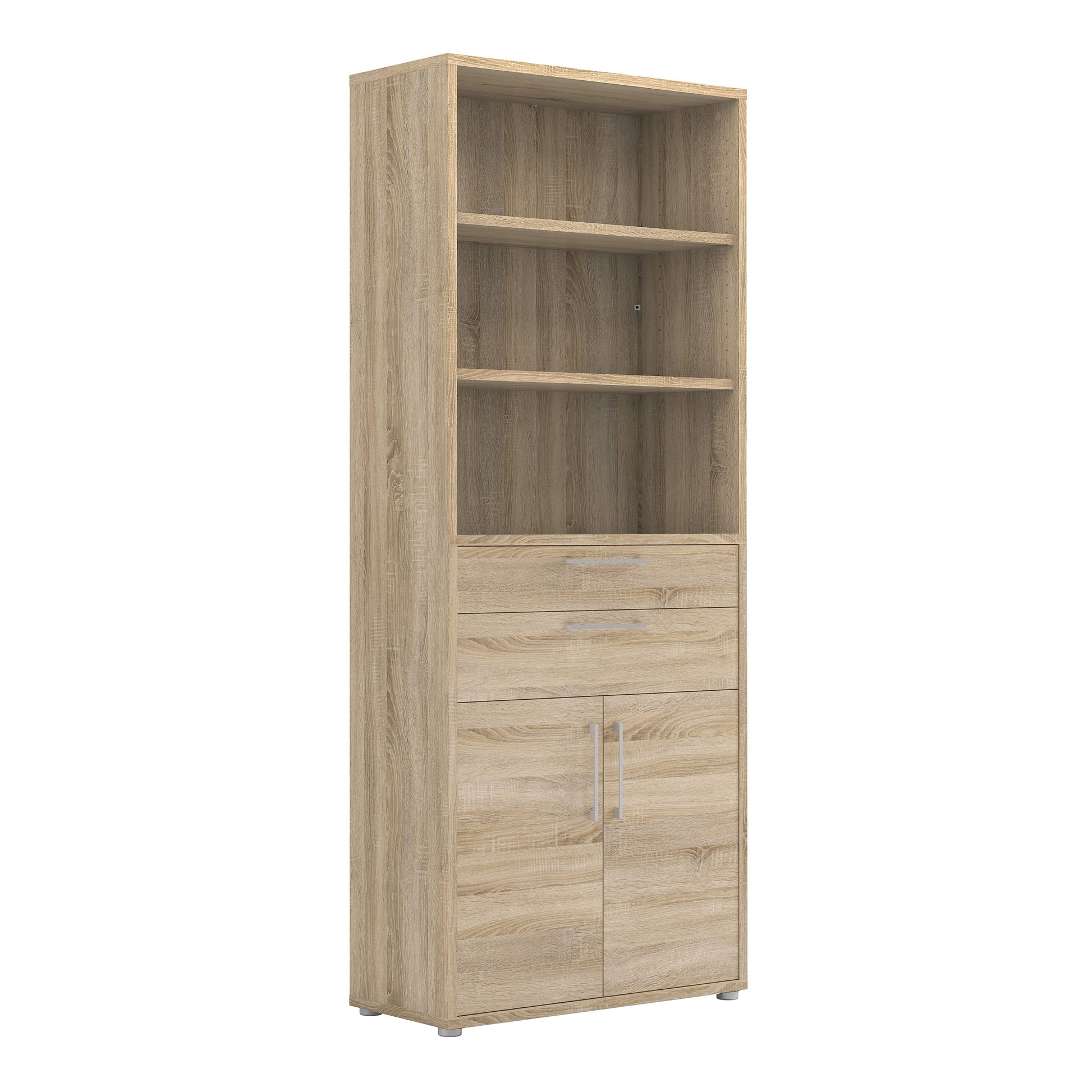 Cote | Furniture Prima Bookcase, 3 Shelves, 2 Drawers + 2 Doors - Oak Prima, Bookcases 7208042125ak