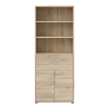 Cote | Furniture Prima Bookcase, 3 Shelves, 2 Drawers + 2 Doors - Oak Prima, Bookcases 7208042125ak