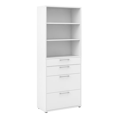 Cote | Furniture Prima Bookcase 2 Shelves, 2 Drawers + 2 File Drawers - White Prima, Bookcases 720804212649