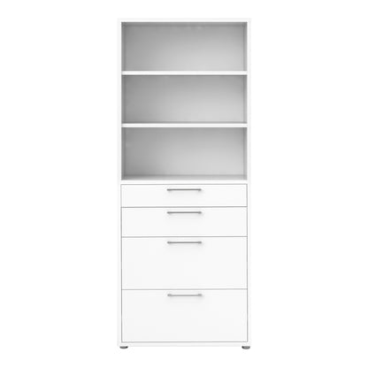 Cote | Furniture Prima Bookcase 2 Shelves, 2 Drawers + 2 File Drawers - White Prima, Bookcases 720804212649