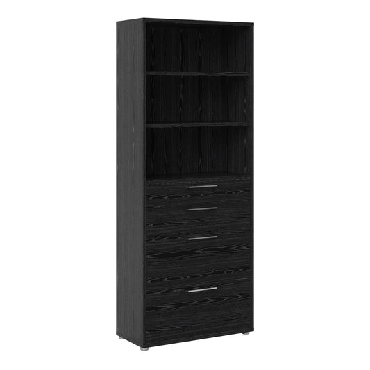 Cote | Furniture Prima Bookcase 2 Shelves, 2 Drawers + 2 File Drawers - Black Prima, Bookcases 720804212661