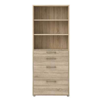 Cote | Furniture Prima Bookcase, 2 Shelves, 2 Drawers + 2 File Drawers - Oak Prima, Bookcases 7208042126ak