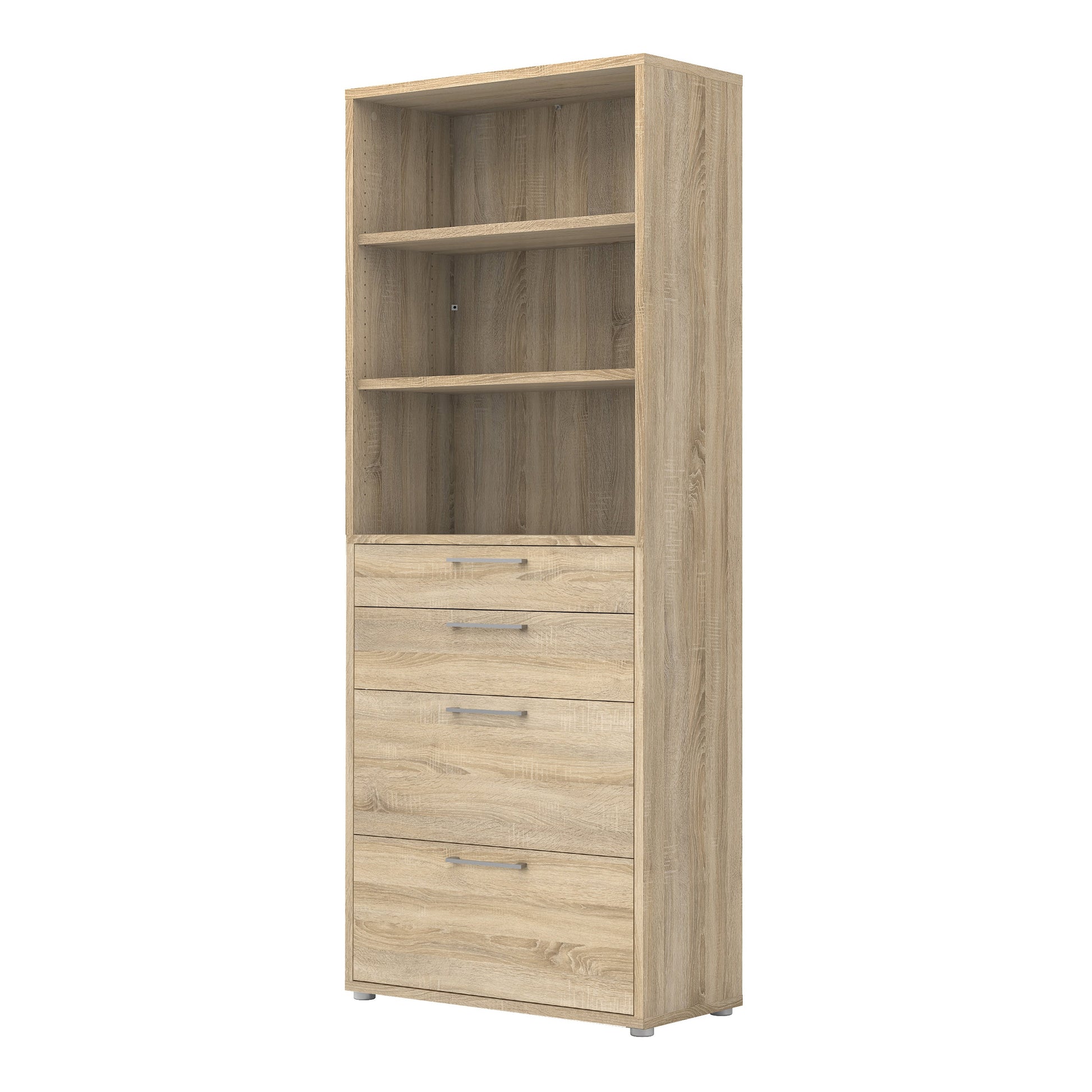 Cote | Furniture Prima Bookcase, 2 Shelves, 2 Drawers + 2 File Drawers - Oak Prima, Bookcases 7208042126ak