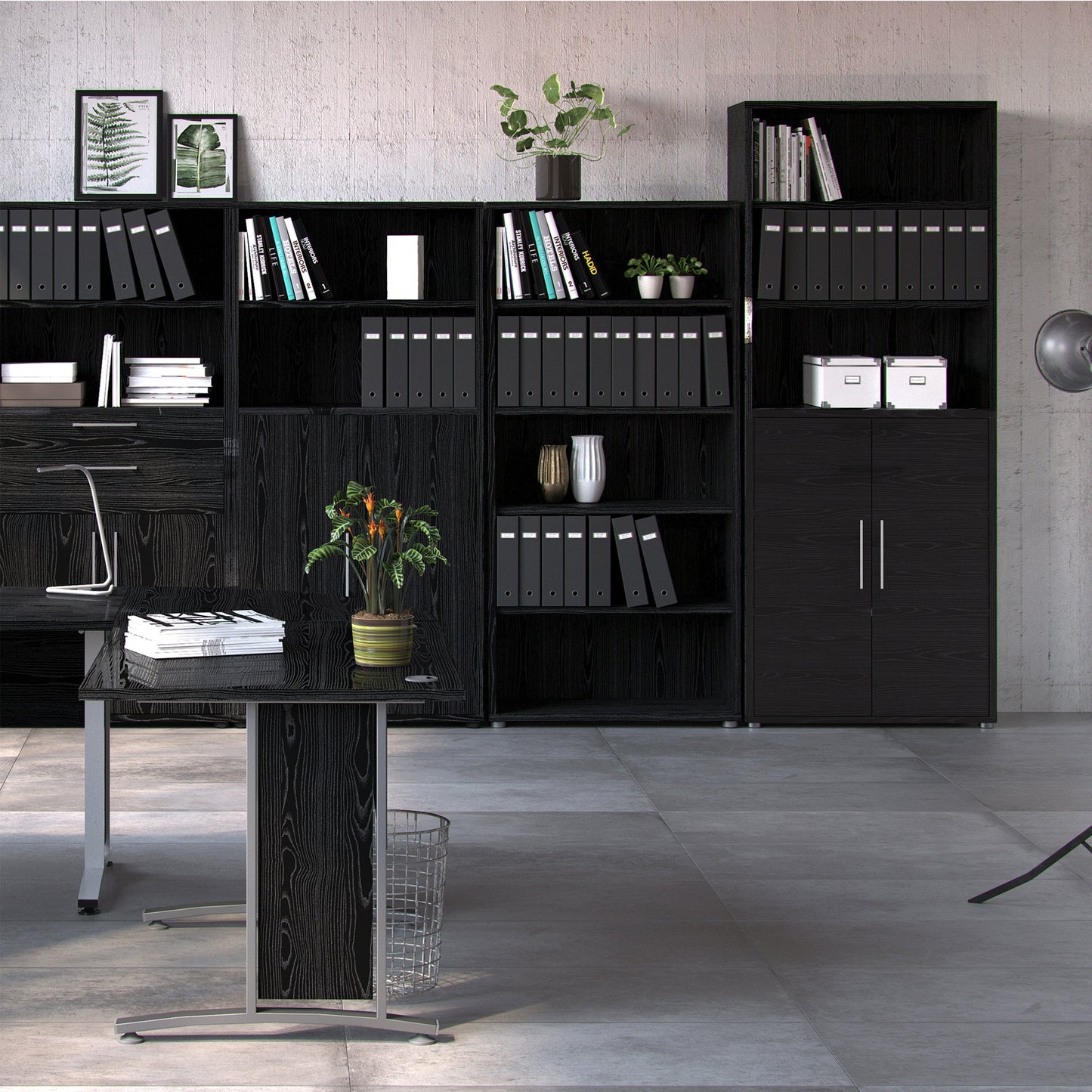 Cote | Furniture Prima Bookcase 4 Shelves + 2 Doors  - Black Prima, Bookcases 720804213161