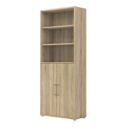 Cote | Furniture Prima Bookcase, 4 Shelves + 2 Doors - Oak Prima, Bookcases 7208042131ak