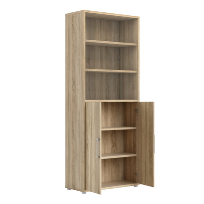 Cote | Furniture Prima Bookcase, 4 Shelves + 2 Doors - Oak Prima, Bookcases 7208042131ak