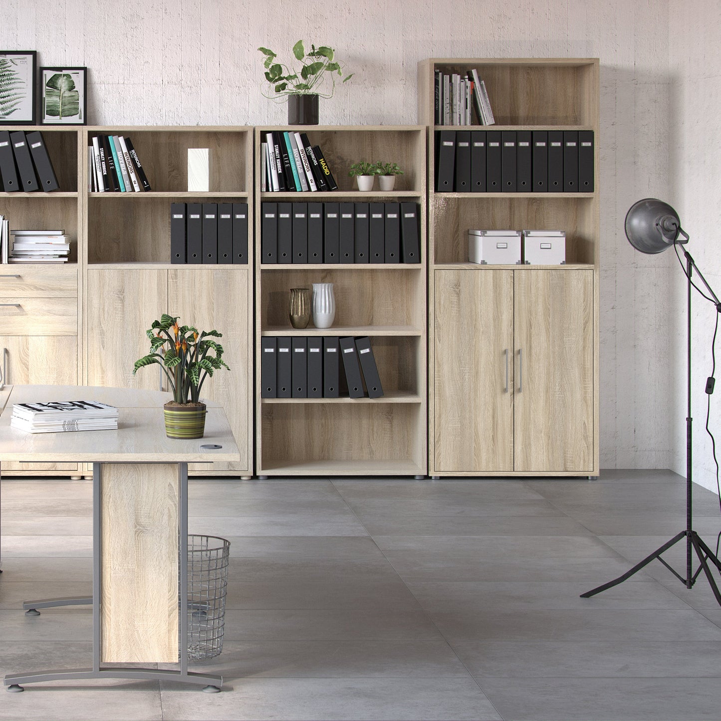 Cote | Furniture Prima Bookcase, 4 Shelves + 2 Doors - Oak Prima, Bookcases 7208042131ak