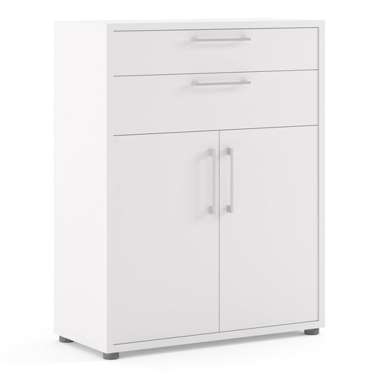 Cote | Furniture Prima Bookcase 1 Shelf, 2 Drawers + 2 Doors - White Prima, Bookcases 720804232549