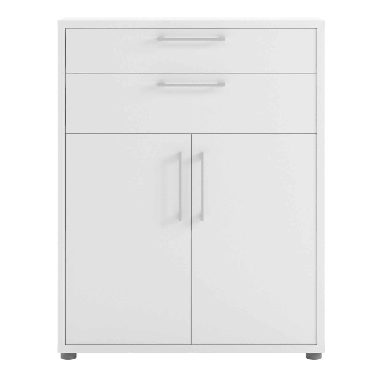 Cote | Furniture Prima Bookcase 1 Shelf, 2 Drawers + 2 Doors - White Prima, Bookcases 720804232549