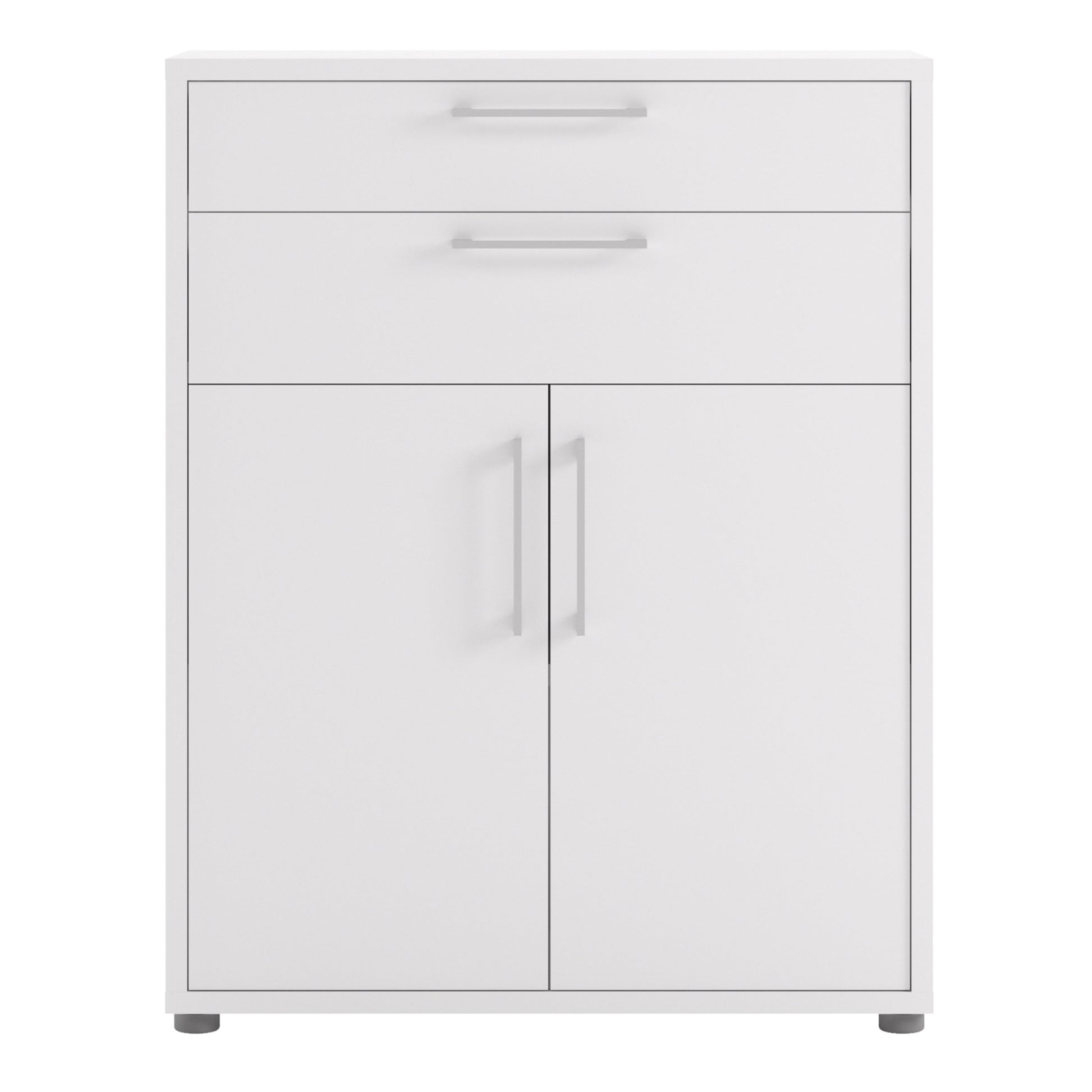 Cote | Furniture Prima Bookcase 1 Shelf, 2 Drawers + 2 Doors - White Prima, Bookcases 720804232549