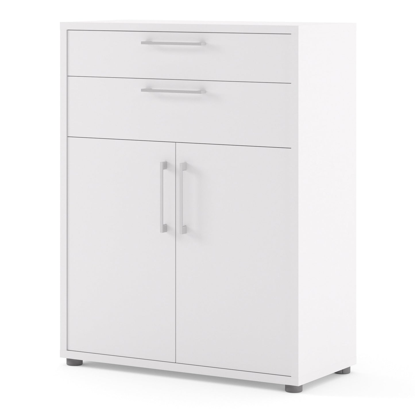 Cote | Furniture Prima Bookcase 1 Shelf, 2 Drawers + 2 Doors - White Prima, Bookcases 720804232549