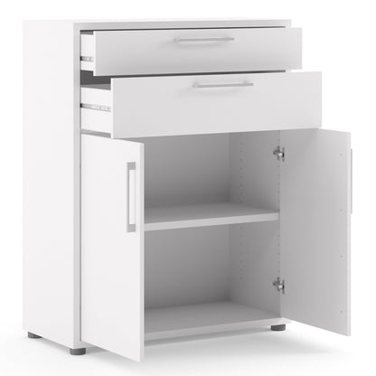 Cote | Furniture Prima Bookcase 1 Shelf, 2 Drawers + 2 Doors - White Prima, Bookcases 720804232549