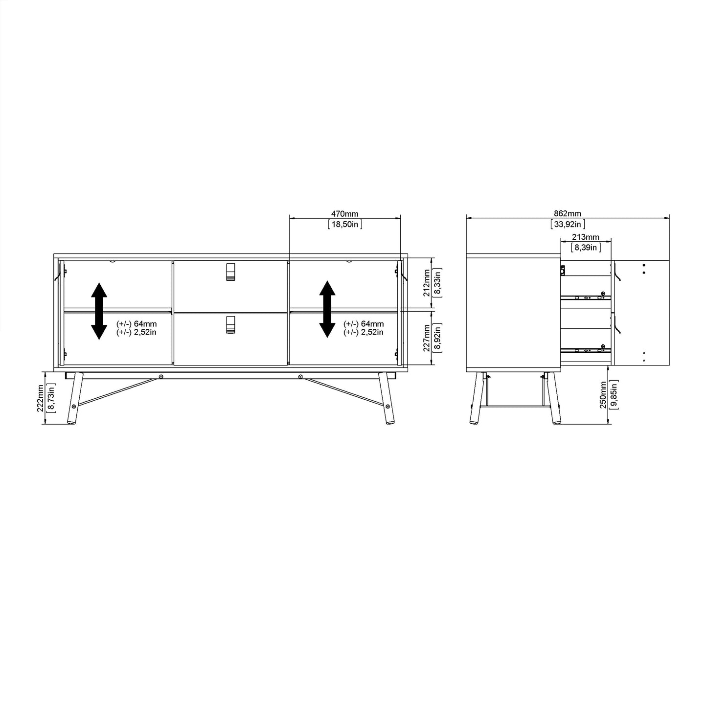 Cote | Furniture Ry Sideboard, 2 Door + 2 Drawer - Black Walnut Ry, Sideboards 72186006gmdj