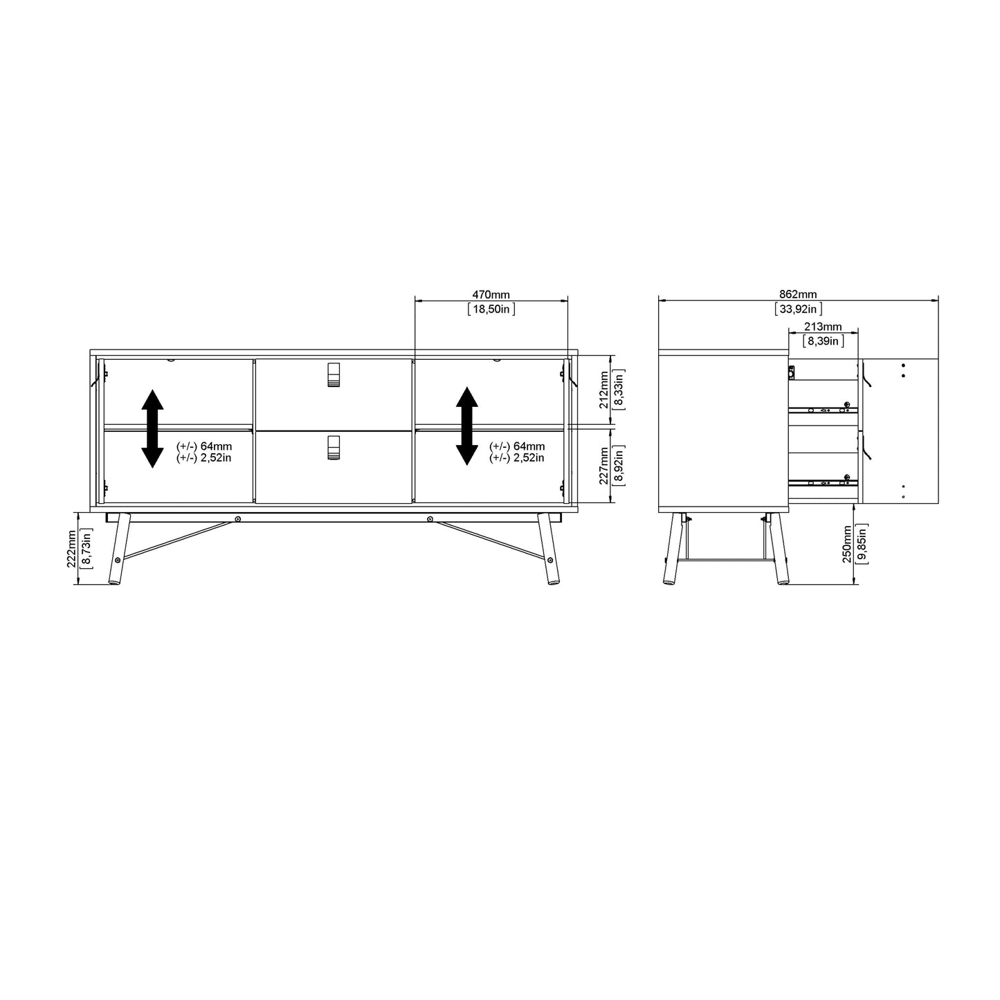 Cote | Furniture Ry Sideboard, 2 Door + 2 Drawer - White Ry, Sideboards 72186006gogo