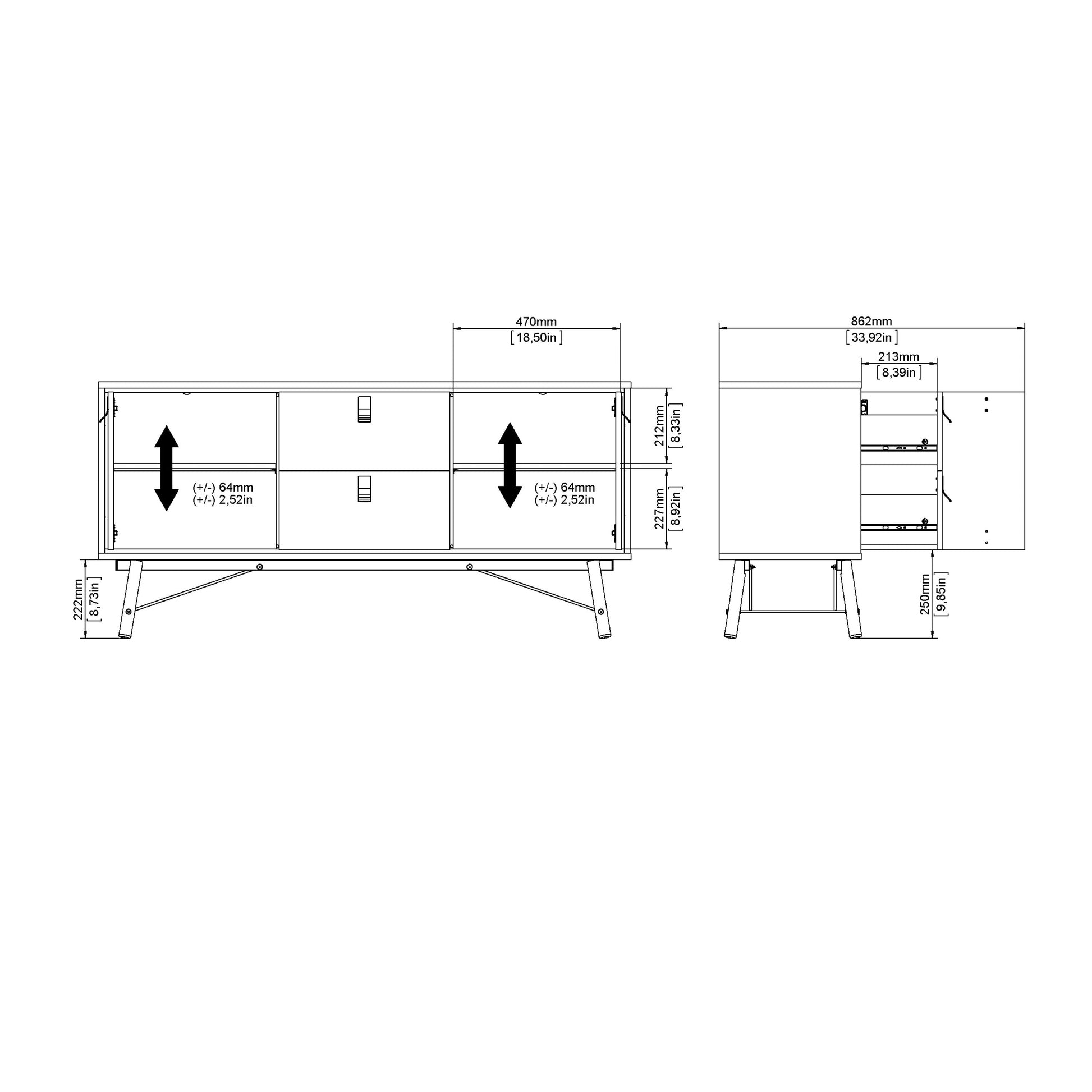 Cote | Furniture Ry Sideboard, 2 Door + 2 Drawer - White Ry, Sideboards 72186006gogo