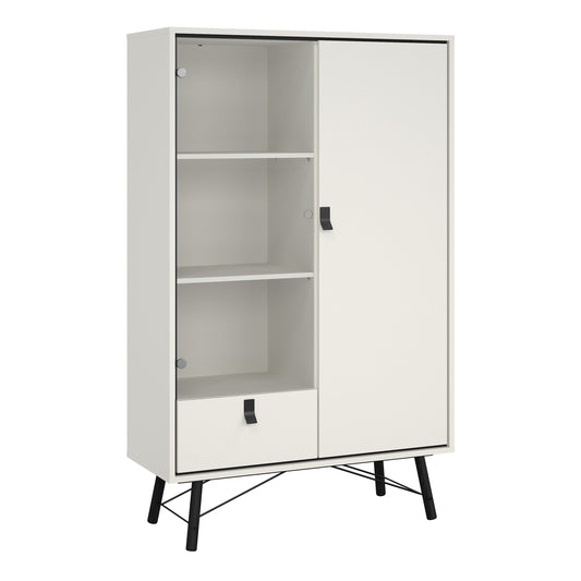 Cote | Furniture Ry Display Cabinet, 1 Door + 1 Glass Door + 1 Drawer - White Ry, Display Cabinets 72186008gogo