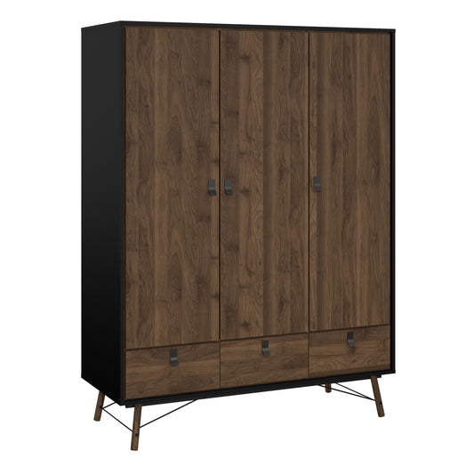 Cote Furniture |  Ry Wardrobe, 3 Door + 3 Drawer - Black Walnut Ry, Wardrobes 72186011gmdj