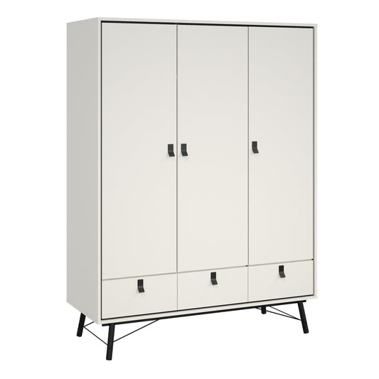 Cote | Furniture Ry Wardrobe, 3 Door + 3 Drawer - White Ry, Wardrobes 72186011gogo