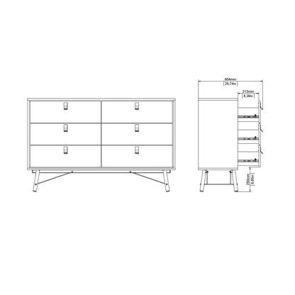 Cote | Furniture Ry Sideboard, Wide Double Chest of Drawers, 6 Drawer - Black Walnut Ry, Chest of Drawers 72186012gmdj